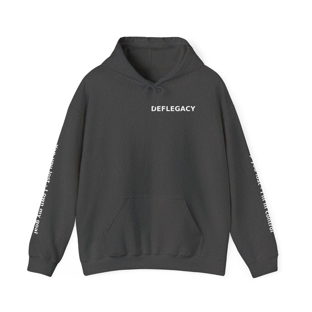 Yep You Lost Deflegacy Hoodie | Flaming Silhouette Back, Sleeve Text